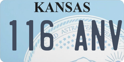 KS license plate 116ANV
