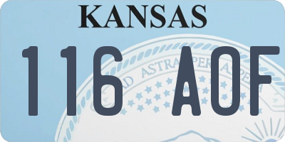 KS license plate 116AOF