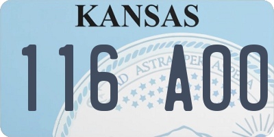 KS license plate 116AOO
