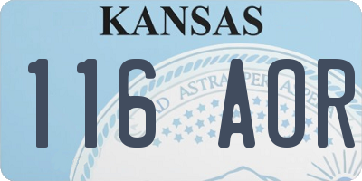 KS license plate 116AOR