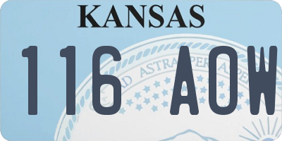 KS license plate 116AOW