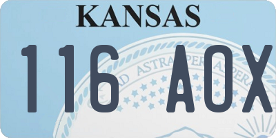 KS license plate 116AOX
