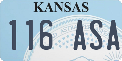 KS license plate 116ASA