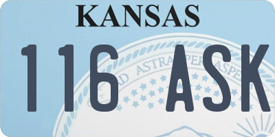 KS license plate 116ASK