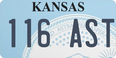 KS license plate 116AST
