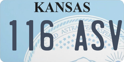 KS license plate 116ASV