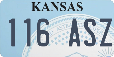 KS license plate 116ASZ