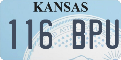 KS license plate 116BPU