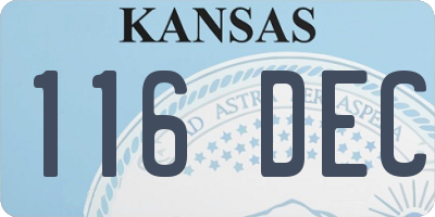 KS license plate 116DEC