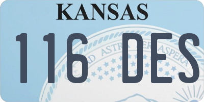 KS license plate 116DES