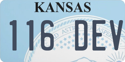 KS license plate 116DEV