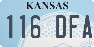 KS license plate 116DFA