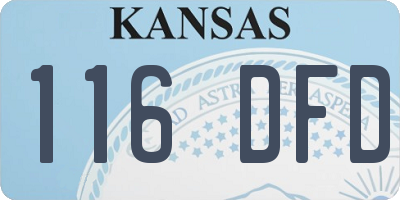 KS license plate 116DFD