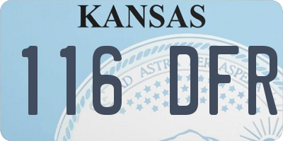KS license plate 116DFR