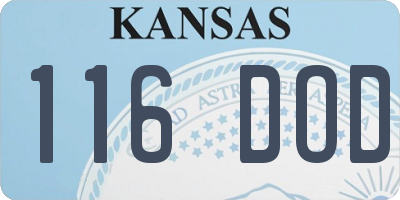 KS license plate 116DOD