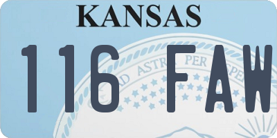 KS license plate 116FAW