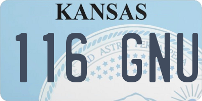 KS license plate 116GNU