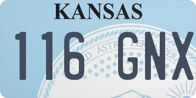 KS license plate 116GNX