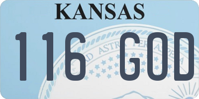 KS license plate 116GOD