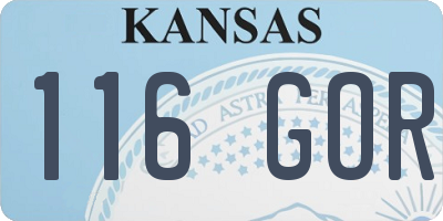 KS license plate 116GOR