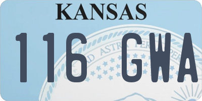KS license plate 116GWA
