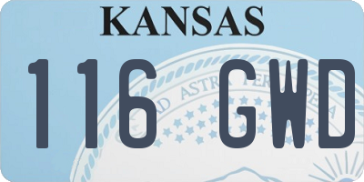 KS license plate 116GWD