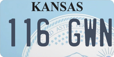 KS license plate 116GWN