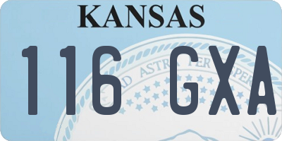 KS license plate 116GXA