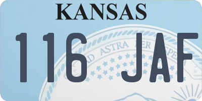 KS license plate 116JAF