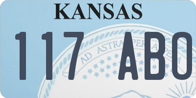 KS license plate 117ABO