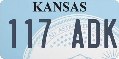 KS license plate 117ADK