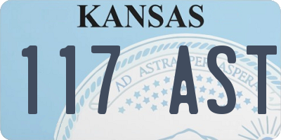 KS license plate 117AST