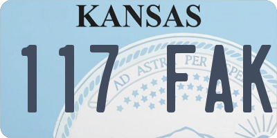 KS license plate 117FAK