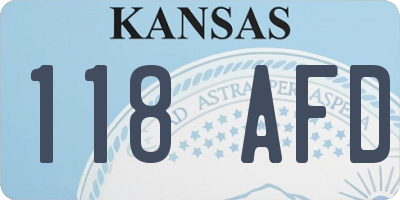 KS license plate 118AFD