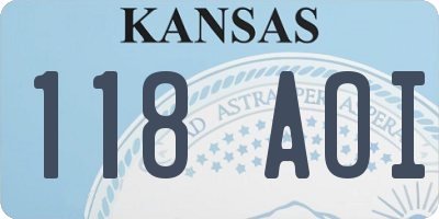 KS license plate 118AOI