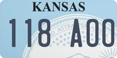 KS license plate 118AOO