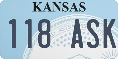 KS license plate 118ASK