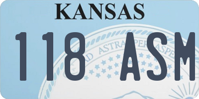 KS license plate 118ASM