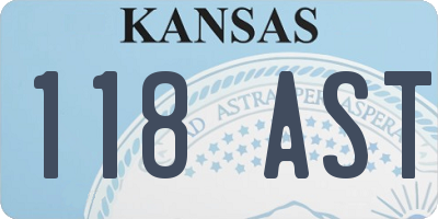 KS license plate 118AST
