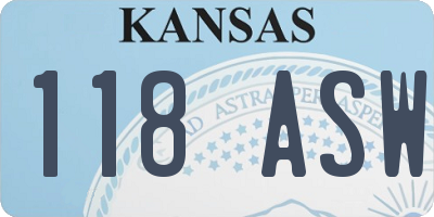 KS license plate 118ASW