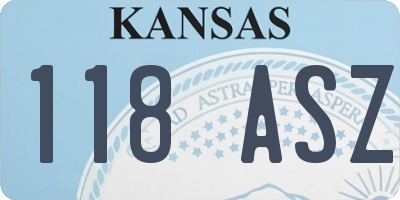 KS license plate 118ASZ