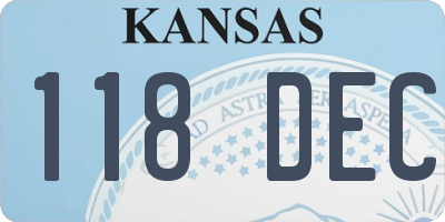 KS license plate 118DEC