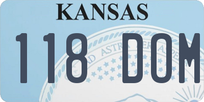 KS license plate 118DOM