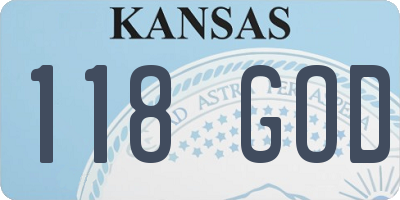 KS license plate 118GOD
