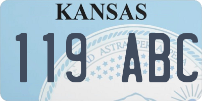 KS license plate 119ABC