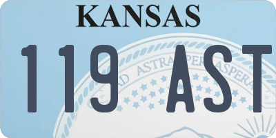 KS license plate 119AST