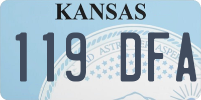 KS license plate 119DFA