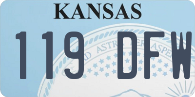 KS license plate 119DFW