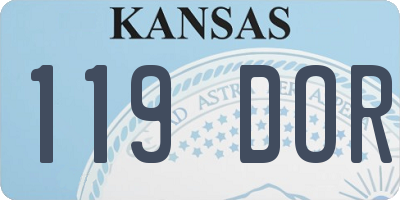 KS license plate 119DOR