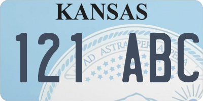 KS license plate 121ABC